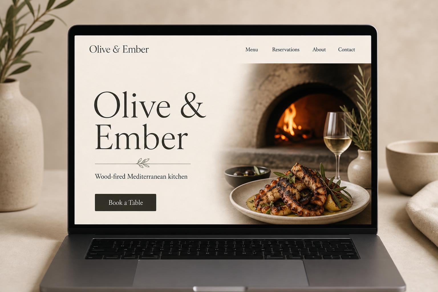 Olive & Ember website mockup